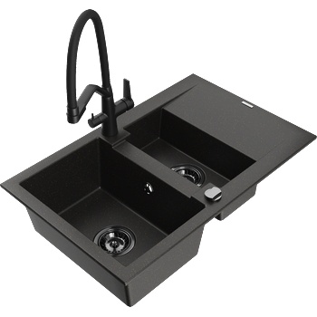 Mexen Gaspar гранитна мивка с 1, 5 камери с отцедник и кухненски смесител Duo, (6507-75-671701-70-B)