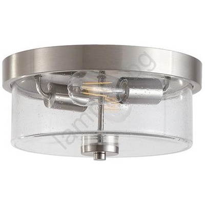 Searchlight 66210-2SS - таванно осветително тяло за баня PRESTON, 2xE27/60W/230V, IP44, Ø33 cm, сребристо (SR0802)