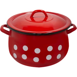 Румънски емайл РЯ-Емайлирана тенджера Ø24cm ЧЕРВЕНА С ТОЧКИ 7.5L (217+39P/24) (0160205)