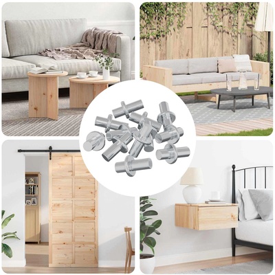 vidaXL Долно закачалка за рафт 12 pcs Сребрист 8, 6 x 8, 6 x 14, 6 мм (864613)