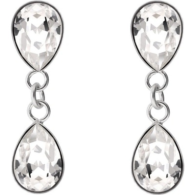 Swarovski Elements Pear stříbrné náušnice visací bimbací bílé dvojité slzičky kapky 31231.1 Crystal bílá čirá křišťálová