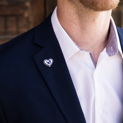 StehlikDesign brož do klopy Srdce Folklor modro-bílé 0174