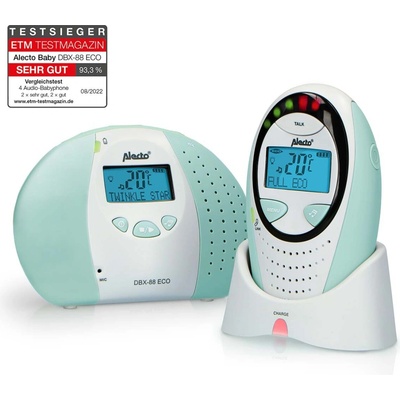 Alecto DBX-88MT dětská chůvička Full Eco DECT s displejem bílá / mátově zelená