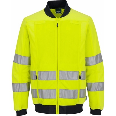 Portwest T164 Hi-Vis Reflexná pracovná bunda so sieťovinou žltá/námornícka modrá