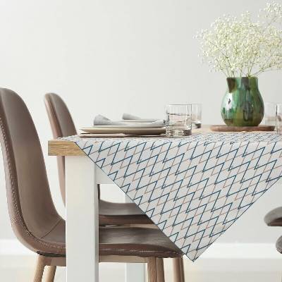 Takoy Dekorativní ubrus INES přírodní tmavě tyrkysový, 85x85 cm, s potiskem geometrického motivu – kolekce SEA SUMMER-HF-456625 | 85 x 85 cm