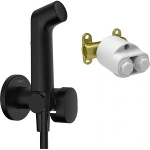 Hansgrohe Комплект хигиеничен душ с вграден корпус Hansgrohe Bidette S EcoSmart, 1 струя, матово черно (29232670+29235180)