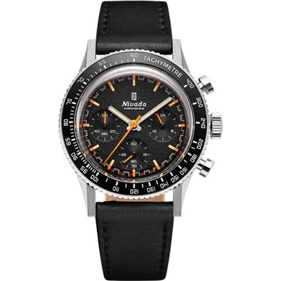Nivada Grenchen Chronoking Meca Inter. Bezel Black Leather