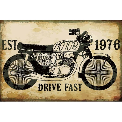 DIMEX ART Флизелинов фототапет ретро плакат за мотоциклет 375 x 250 см
