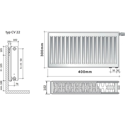 Purmo CV22 300 x 400