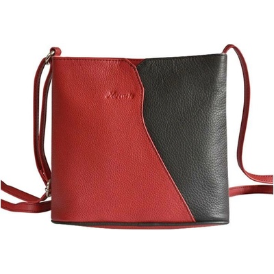 Mercucio Malá kožená crossbody kabelka červeno-černá