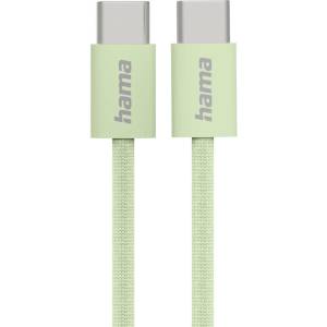 Hama Кабел за зареждане "Fabric", USB-C - USB-C, 1 m, Nylon, зелен (201726) - hits