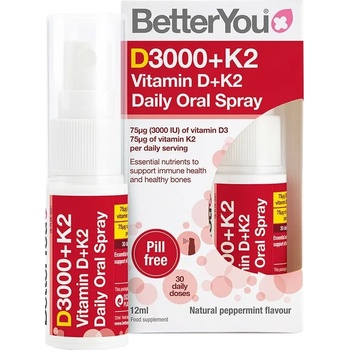 BetterYou Vitamin D + K2 Орален спрей, 12 ml, 30 дневни дози, Better You
