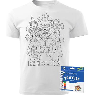 Tričko Roblox Coloring + fixy Roblox bílá