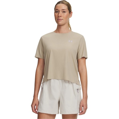 Under Armour Дамска фланелка с къс ръкав Under Armour Womens Explor Trail Run Short Sleeve Performance Top - City Khaki