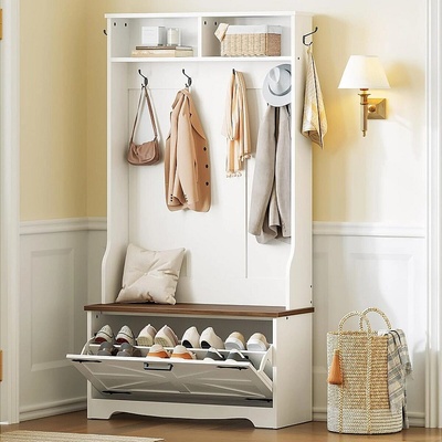 Hoobro Портманто кънтри стил, бяло