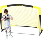 Happy Jump Pop-Up Football Goal - 213x152 cm, 1 goal, black yellow | Foldable Fiberglass Goal for Kids & Adults | Ideal for gardens and parks - 100009 (100009)