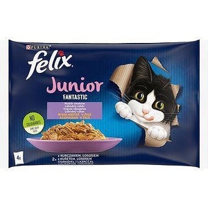 Purina Felix Junior Fantastic - паучове с пиле за подрастващи котенца - 4 x 85 г