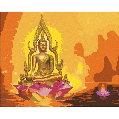 zuty Malování Podle Čísel Buddha V Lotosu A Oranžové Pozadí 40 x 50 Cm Plátno Rám