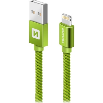 Swissten 71523107 USB 2.0 typ A na Lightning, USB 2.0, zástrčka A - zástrčka Lightning, opletený, 0,2m, zelený