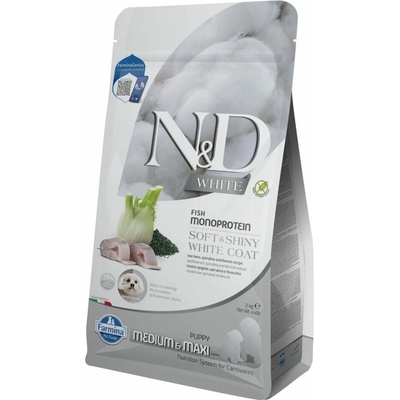 N&D White Dog Grain Free Sea Bass Spirulina & Fennel Puppy Medium & Maxi 2 kg