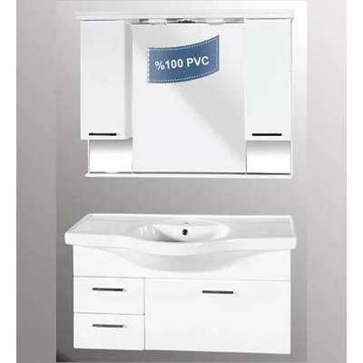Ramois ПВЦ комлект мебели за баня Хилтън 80 см, водоустойчив, бял