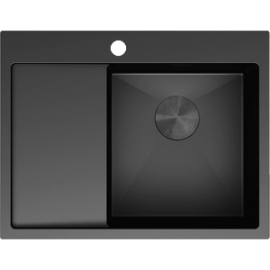 Mexen Exar стоманена мивка с 1 отделение и отцедник, дясна 620 x 480 mm, черна (6432621005P-70) Мивка за вграждане