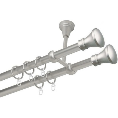 OK-GarnýžeCZ Garnýž kovová dvouřadá 16mm Koloseo double satina 330 cm do stropu / kroužky s háčkem