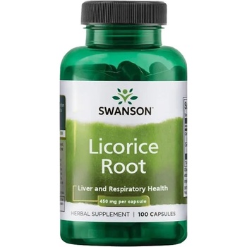 Swanson Licorice Root, 450 mg, 100 капсули, Swanson (SW521)