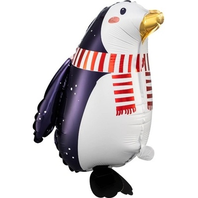PartyDeco Balonek fóliový Tučňák chodící se šálou 42 cm