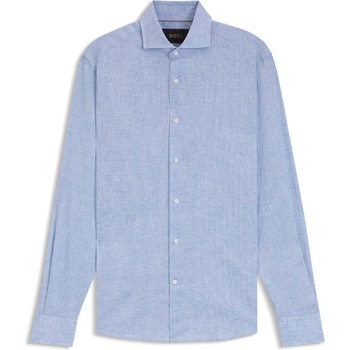 HUGO BOSS L-Hays Slim Fit Linen Shirt - Turquoise