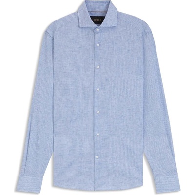 HUGO BOSS L-Hays Slim Fit Linen Shirt - Turquoise