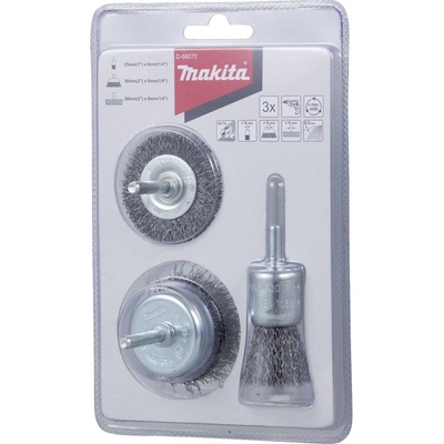 Makita Sada okrúhlych kefiek 3 kusy. Oceľ D-66070 1 ks