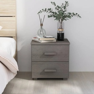 vidaXL Нощно шкафче HAMAR, светлосиво, 40x35x44, 5 см, бор масив (340407)