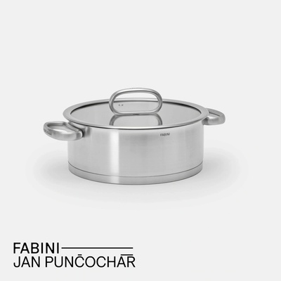 FABINI Kastról & Punčochář, 24 cm 3,5 l - Nerezový beznitový kastról z jednovrstvovej nerezovej ocele so sklenenou pokrievkou