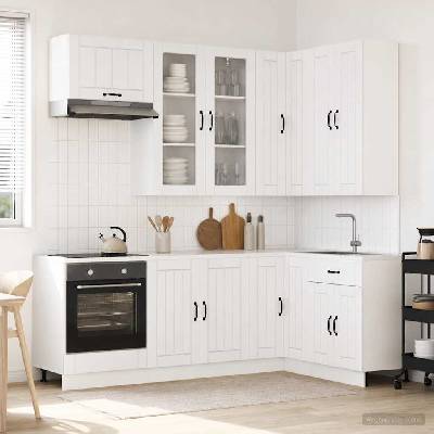 vidaXL Кухненски единица LUCCA 8 pcs Бял гланц Инженерна дървесина (3438481)