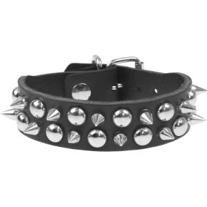 Leather & steel fashion гривна LEATHER & STEEL FASHION - Round rivets and Spikes - LSF1 162