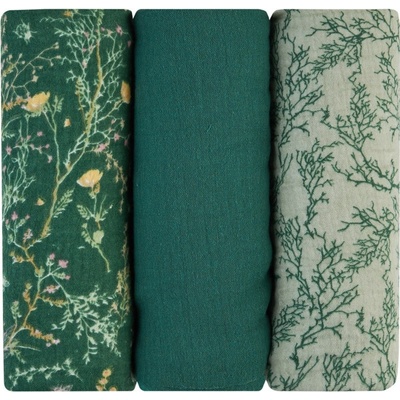 KikkaBoo Plienky mušelínové 75x75 cm Secret Garden Green 3ks
