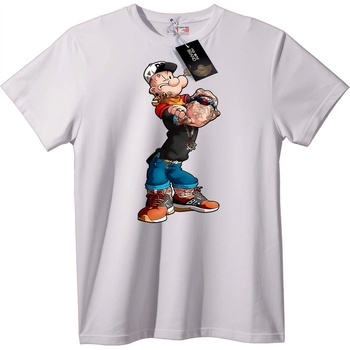 NOONEBRAND Тениска Попай Улично Бижу - XL, White