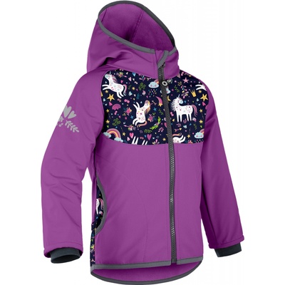 Unuo softshellová bunda s fleecem ostružinová Jednorožci – Zboží Dáma