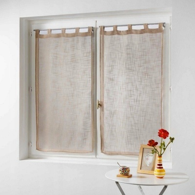 Douceur d`Interieur Krátký kuchyňský závěs HALTONA, 60 x 160 cm, hnědý, 2 kusy