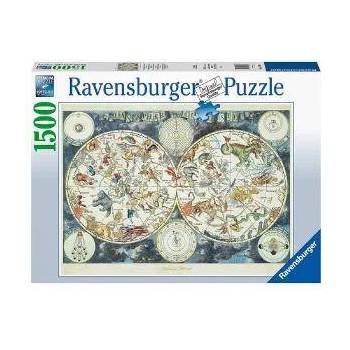 Ravensburger Пъзел Ravensburger 1500 части - Световна карта на фантастичните зверове, 7016003