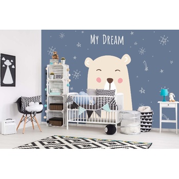 DIMEX ART s. r. o Самозалепваща се флизелинова фототапета мечка и звезди 375 x 250 см