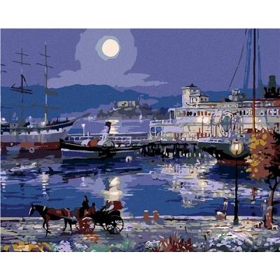 zuty Malování podle čísel noční přístaviště 100 x 80 cm vypnuté plátno na rám