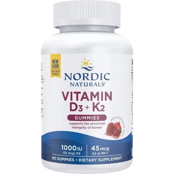 Nordic Naturals Vitamin D3 1000 IU + K2 45 mcg | Gummies [60 желирани бонбони] Нар