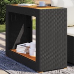 vidaXL Градинска маса с дървен плот черна 100x40x75 см полиратан (366306)