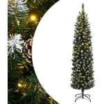 vidaXL Изкуствена тънка коледна елха, 300 LED, 210 см (3315781)