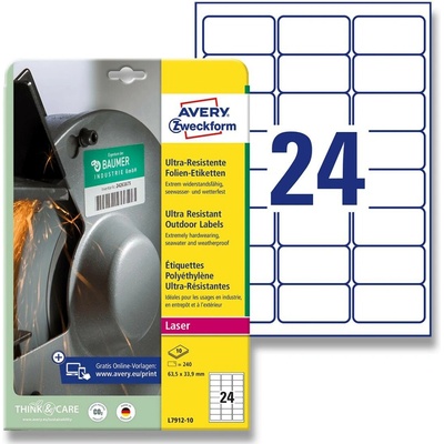Avery Zweckform L7912-10 ultra odolné etikety 63,5 x 33,9 mm 240 etiket bílá