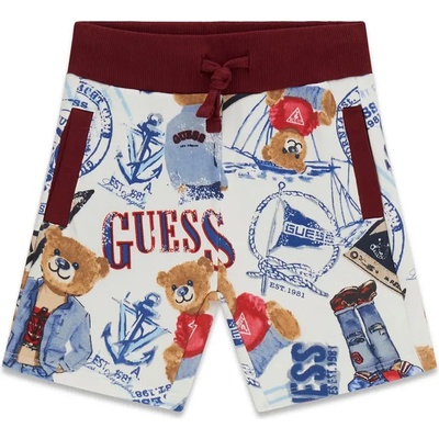 Guess Къси спортни панталони за мини момче с мечета и ластик бордо Guess