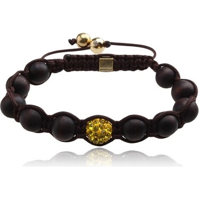 Šperky eshop Shamballa kulička se žlutými kamínky Q18.14 hnědý