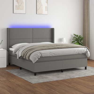 Petrashop 3138254 boxspring postel s matrací a LED tmavě šedá textil